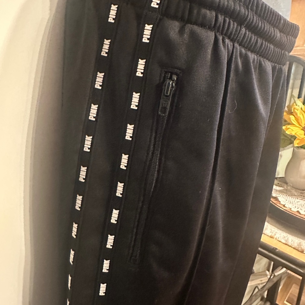 Victoria Secret “Pink” Womens Black Track Pants - Picture 3 of 7